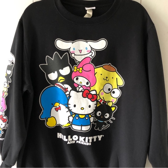 Hello Kitty and Friends Black Crew Neck Sweatshirt Size Medium - Picture 4 of 9